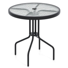 Bistro Table with Umbrella Hole, 70cm Glass Top