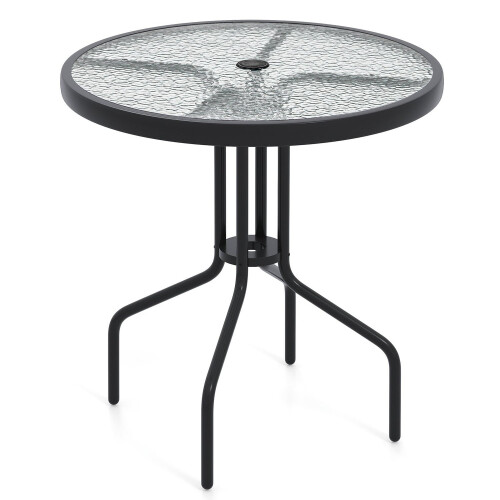 Bistro Table with Umbrella Hole, 70cm Glass Top