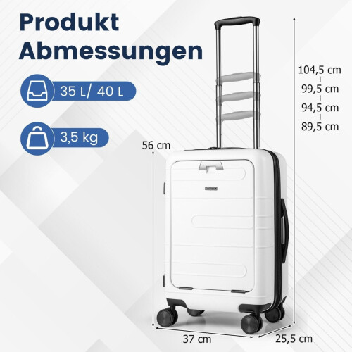 Expandable 20"" Lightweight PC Hardshell Carry-On Luggage 1