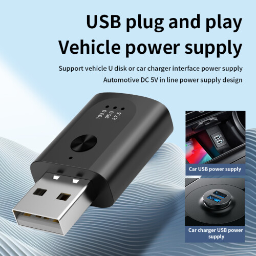 USB Bluetooth-compatible 5.3 Wireless Car FM Transmitter Sound Receiver Adapter 1