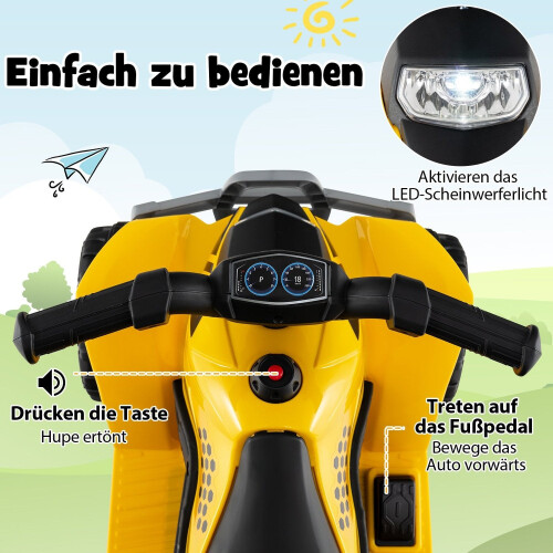 6V Kinder Elektro-Quad mit LED-Scheinwerfern, 18-36 Monate 2