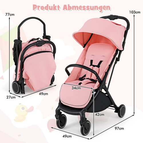 Poussette de voyage pliable avec dossier inclinable et réglable 2