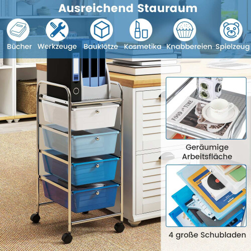 4-Drawer Rolling Storage Cart with Removable Bins 2
