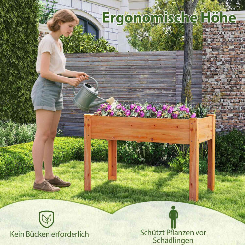 Jardinera elevada de madera con orificios de drenaje, 120 x 60 x 82 cm 2