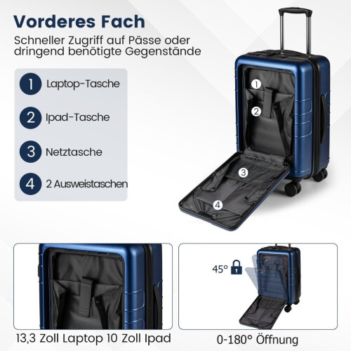 Expandable 20"" Lightweight PC Hardshell Luggage with USB Port 2