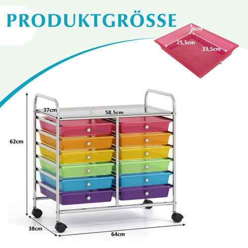 Mobile Storage Cart with 12 Stackable Drawers 1