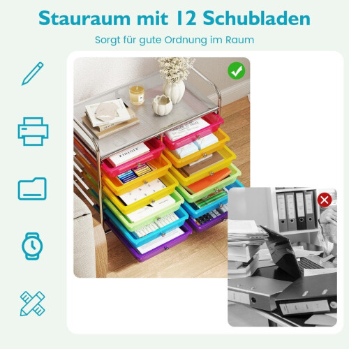 Mobile Storage Cart with 12 Stackable Drawers 2