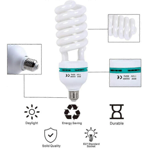 2 λαμπτήρες 85W 5500K CFL Daylight Spiral Softbox σε υποδοχή E27 για φωτισμό φωτογραφικού σ 1