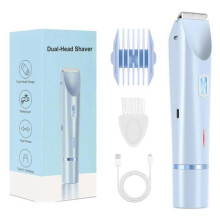 (Modrý) LCD displej Bikiny Trimmers Elektrické holicí strojky pro ženy Dobíjecí Voděodolný Bezbolestný nástroj pro odstraňování ch