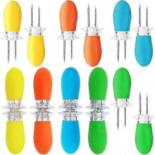 Maïsspiesjes, 8 paar roestvrijstalen maïsvorken voor de barbecue, maïskolfspiesjes met siliconen handvat.