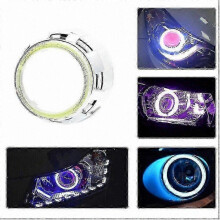 (Piros-100MM) LED-es nappali menetfény készlet autókhoz és motorkerékpárokhoz, 12 V-os ködlámpa COB Angel Eyes halógyűrűkkel, 60