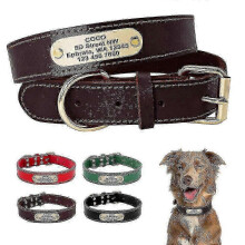 (Marron - L : Tour de cou 47-61 cm) Collier pour animaux de compagnie 2025 personnalisé avec gravure du nom et du numéro pour chiens moyens