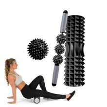 Set di 3 rulli in schiuma EVA per rilassamento muscolare, lunghezza: 33 cm (Cresta Nera)
