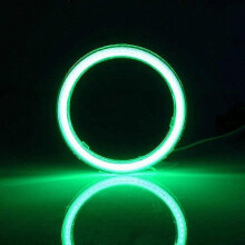 (zöld-70MM) LED-es nappali menetfény készlet autókhoz és motorkerékpárokhoz, 12 V-os ködlámpa COB Angel Eyes halógyűrűkkel, 60 m