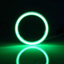 (grønn uten deksel - 140 mm) LED-kjørelyssett for biler og motorsykler, 12 V tåkelys med COB-angeløynehaloringer, 60 mm til 120 m