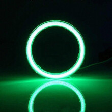 (grønn-60MM) LED-kjørelyssett for biler og motorsykler, 12V tåkelys med COB-angeløynehaloringer, tilgjengelige størrelser fra 60 mm til 120