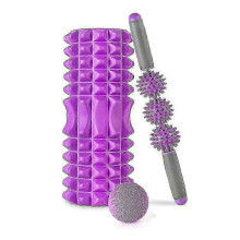 Set di rulli per fascia muscolare, rullo in schiuma per la colonna vertebrale, rulli per massaggio, bastoncino per massaggio, palla da massa