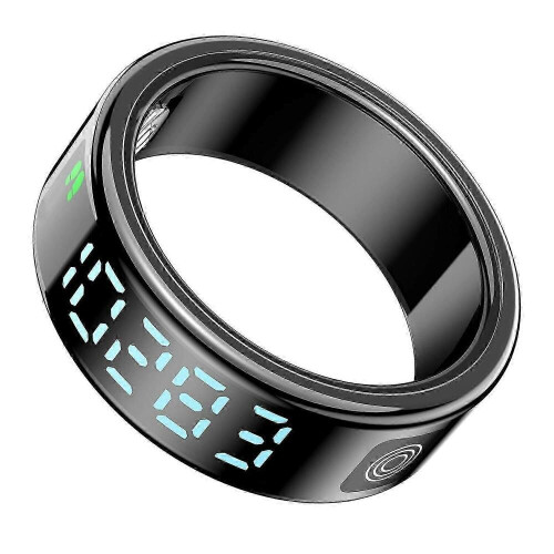 (Klar sort størrelse 11) SR08 digitalt display smart ring søvntracker blodilt pulsmåler ring (magnetisk kabel