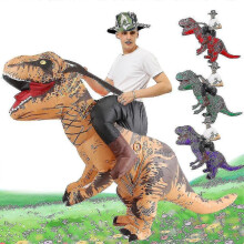 (blå) Halloween-tur voksen T-rex dinosaurkostyme festlig fest morsomt cosplay oppblåsbart kostyme
