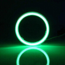 (zöld, fedél nélkül - 130 mm) LED-es nappali menetfény készlet autókhoz és motorkerékpárokhoz, 12 V-os ködlámpa COB Angel Eyes hal