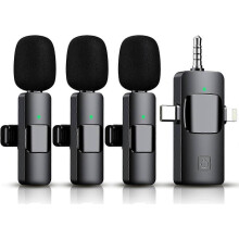 3-in-1-Funk-Lavalier-Mikrofon für iPhone, iPad, Android, Kamera, 1