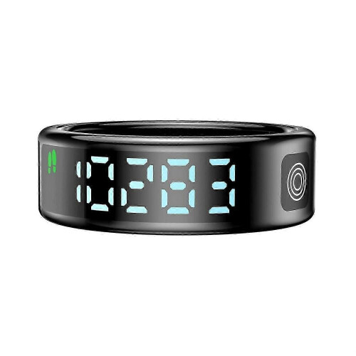 (Klar sort størrelse 11) SR08 digitalt display smart ring søvntracker blodilt pulsmåler ring (magnetisk kabel 2