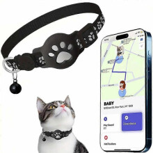 (A) Kattetracker til Airtag Ingen månedlig betaling GPS-positionstracker til katte, reflekterende og vandtæt halsbånd med sikkerhedsspænde