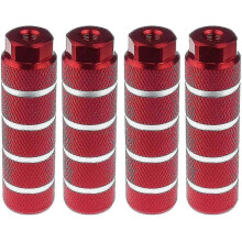 (rood) 2 paar aluminiumlegering fietsvoetsteunen voor stunts, geschikt voor assen van 3/8 inch, zwart