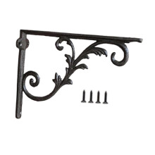 (Stijl C) Decoratieve plankdrager, gietijzeren beugel, zware uitvoering, sterk ijzeren L-vormige hoekbeugel