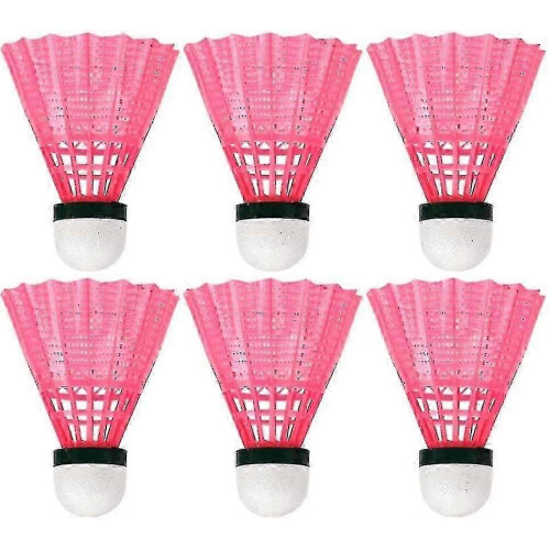 Set van 6 duurzame badmintonballen voor buitentraining - Roze 1