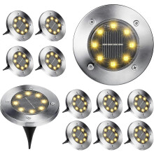 12 stuks solar tuinverlichting, 8 led grondlampen 3000k warm wit waterdicht IP65, inbouw solarverlichting geschikt voor paden, terrassen en gazons.