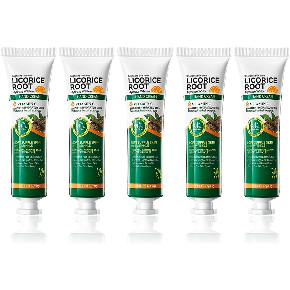Gogerstar Cream 5Pcs Licorice Root Brightening Hand For Very Dry Hands, Vitamin C Hand Set, Moisturising Repair Hand Moisturiser, Fast Absorbing, 30G