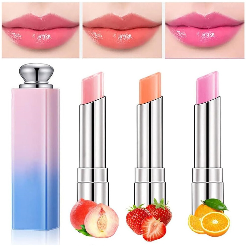 Gogerstar 3Pcs Color Changing Lipstick Lip Balm, Crystal Jelly Lip Gloss, Long Lasting Nutritious Tinted Lip Balm Moisturizer Magic Temperature Color Change