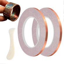 Glas-in-lood folie tape - Koperen plakband voor projecten, 6 mm geleidende afschermingstape met vouwtool, 2 stuks