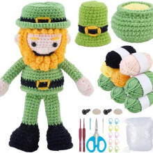 (dark green) DIY Crochet Kit for Beginners, Complete Hand Knitting Supplies with Tools & Tutorial, Creative Doll Making Craft Set for Home Decor Gift