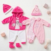 BiBi Doll 20" Baby Doll Clothes Set of 2 Reborn Outfits Elephant Jacket & Bunny Jumpsuit