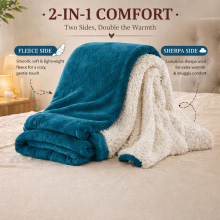 (Teal, Single (130 x 150 cm)) Luxury Super Soft Sherpa Fleece Blanket Faux Fur Sofa Mink Warm Thick Reversible Throw