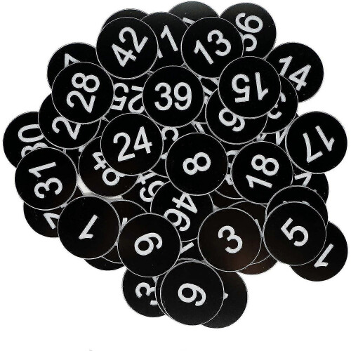 (Black, 51-100) Plastic Number Tags Engraved Numbered Tags Id Tags Key Tags Without Hole S2024123012376