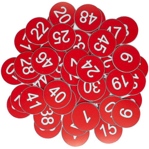 (Red, 18264) Plastic Number Tags Engraved Numbered Tags Id Tags Key Tags Without Hole S2024123012376