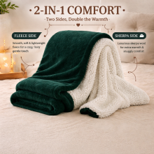 (Emerald Green, King (200 x 240 cm)) Luxury Super Soft Sherpa Fleece Blanket Faux Fur Sofa Mink Warm Thick Reversible Throw