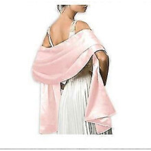 (Pink) Elegant Satin Bridal Shawl for Wedding, Evening Party, Soft Silky Scarf Bridesmaids Accessories
