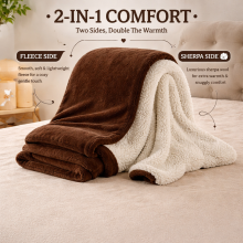 (Coffee, King (200 x 240 cm)) Luxury Super Soft Sherpa Fleece Blanket Faux Fur Sofa Mink Warm Thick Reversible Throw