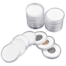 Boîte de rangement ronde en plastique transparent pour 60 capsules de 46 mm