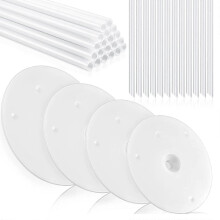 Set di 36 bastoncini di plastica per torte, 20 bastoncini di supporto bianchi per torte e 4 pezzi di separatori per torte.