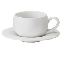 Tazza da caffè in ceramica a forma di uovo da 280 ml, cotta su pietra, con piattino, ideale per colazione, latte e caffè, colore bianco.