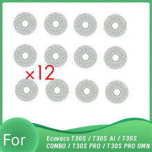 12 kpl puhdistusliinoja Ecovacs T30S / T30S AI / T30S COMBO / T30S PRO / T30S PRO OMNI -robotti-imureille