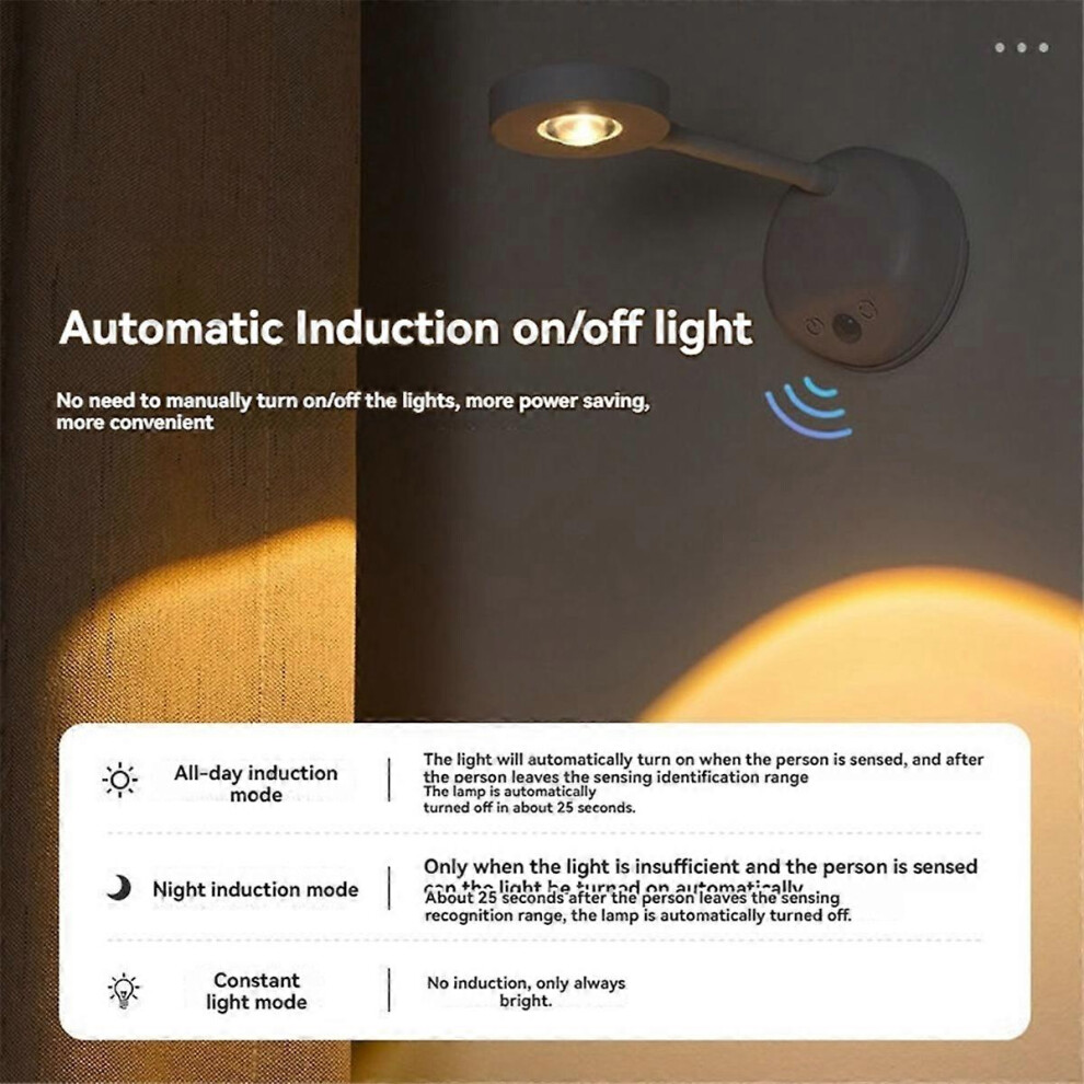 2200Mah Cat's Eye Bulb Motion Sensor Light Battery Operated 3 Color & Dimmable 360 Rotation Spotlig 3151454485732