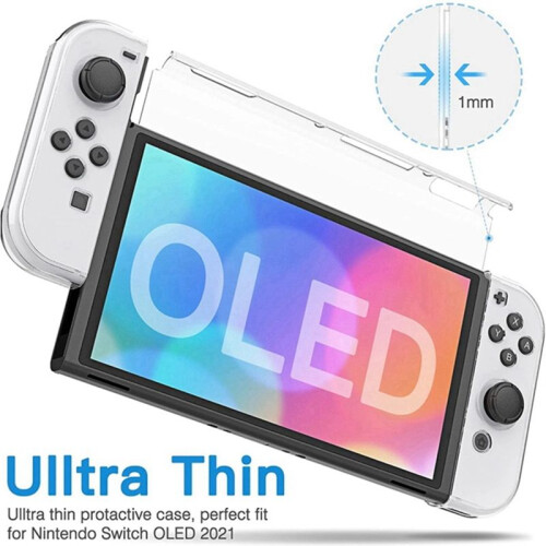 Case Dockable for   OLED Model,Clear PC Protective Case Cover with Thumb Cap for   OLED 1
