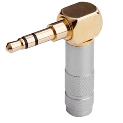 3.5mm L Shape Jack Gold Plated 90 Degree Angle Audio Connector Audio Plug Silver 2