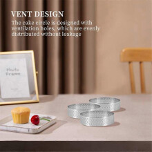 20Pcs 8cm Circular Tart Rings with Holes Stainless Steel Fruit Pie Quiches Cake Mousse Mold Kitchen